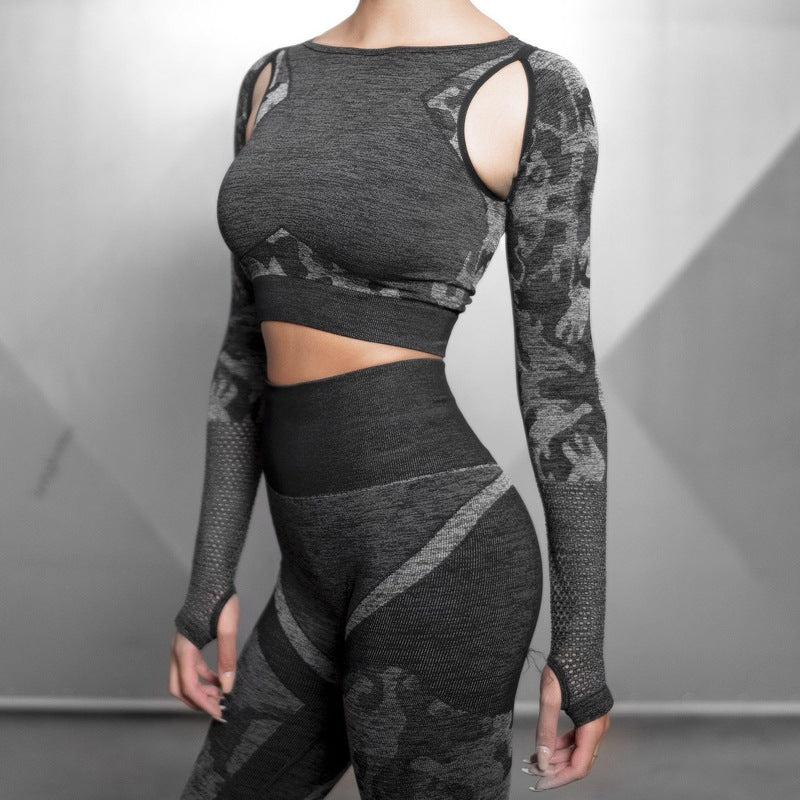 Camouflage yoga clothes top