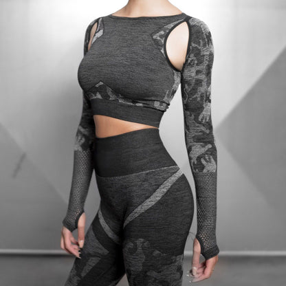 Camouflage yoga clothes top
