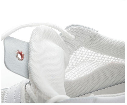 Heightening Sports Shoes For Women With Round Toe Tie Ups